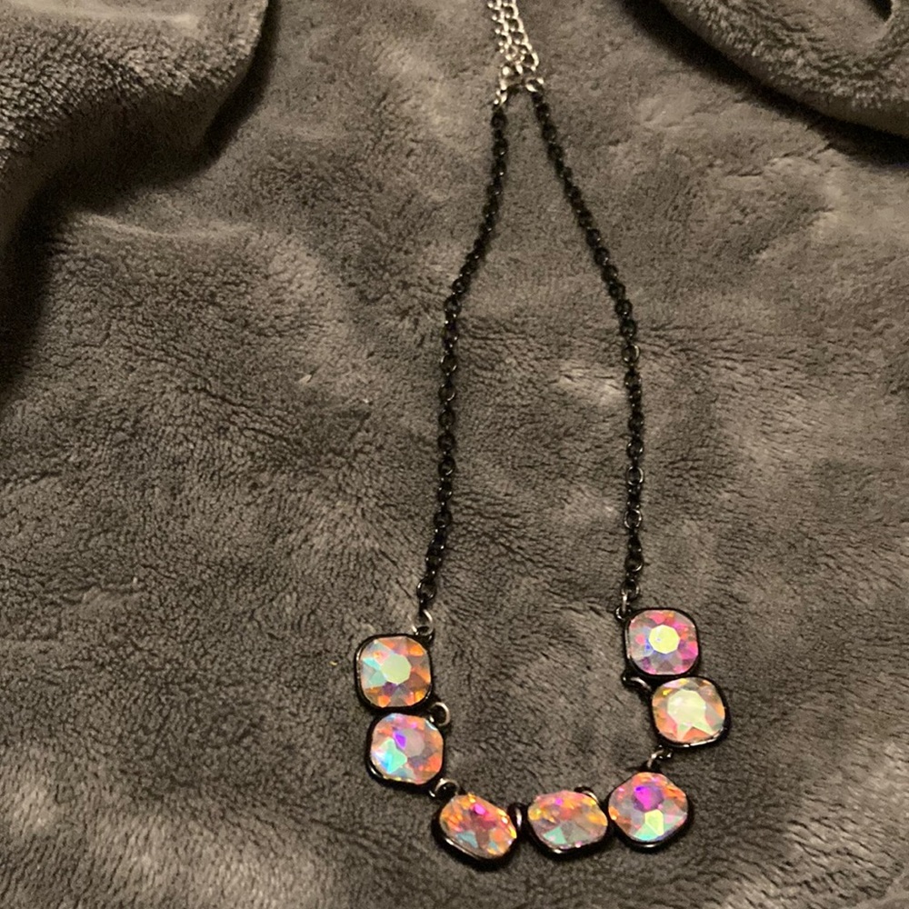 Iridescent stone necklace